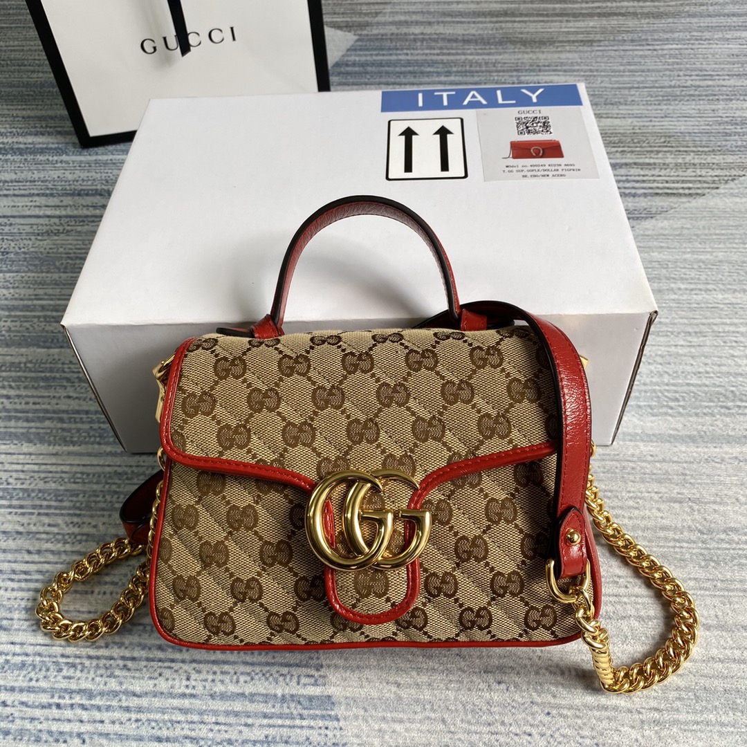 Gucci GG Marmont Mini Top Handle Bag Shoulder Bag 583571 Red